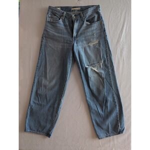 Levis Premium Jeans Womens 26x31 Baggy Dad Light Blue Faded Denim Wide Leg Skate